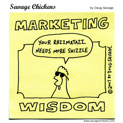 Marketing on Marketing Wisdom Cartoon   Savage Chickens   Cartoons On Sticky Notes