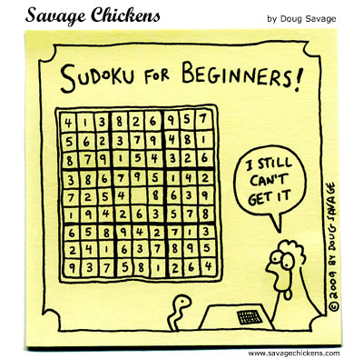 Sudoku on Sudoku Cartoon   Savage Chickens   Cartoons On Sticky Notes By Doug